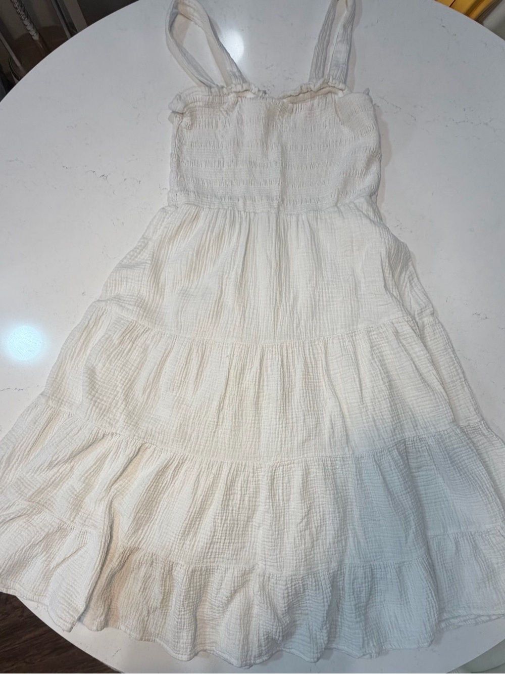 C&C California Cream Smocked Tiered Sundress